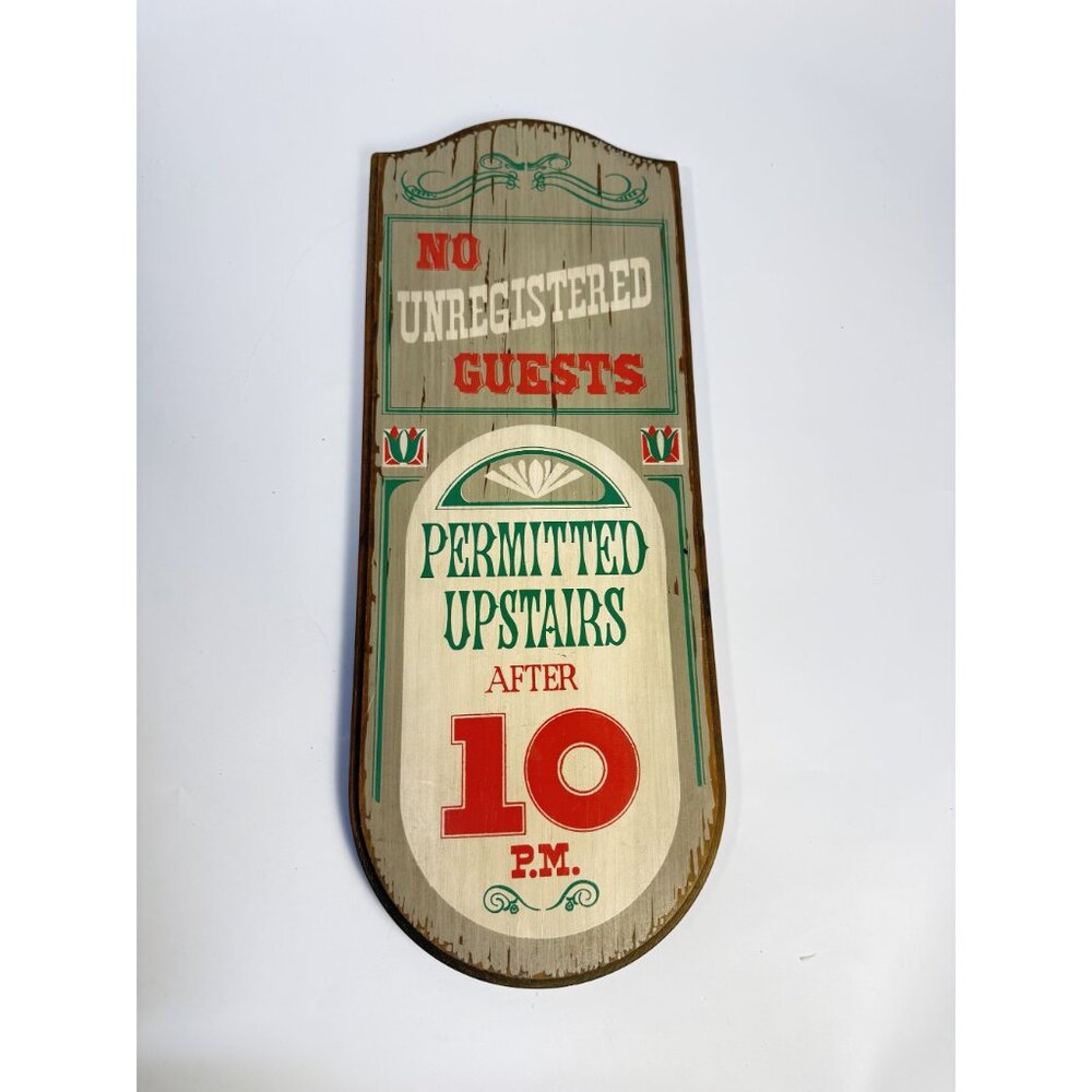 Wooden Western Saloon Sign No Unregistered Guest Upstairs Vintage YorkKraft - Picture 2 of 15